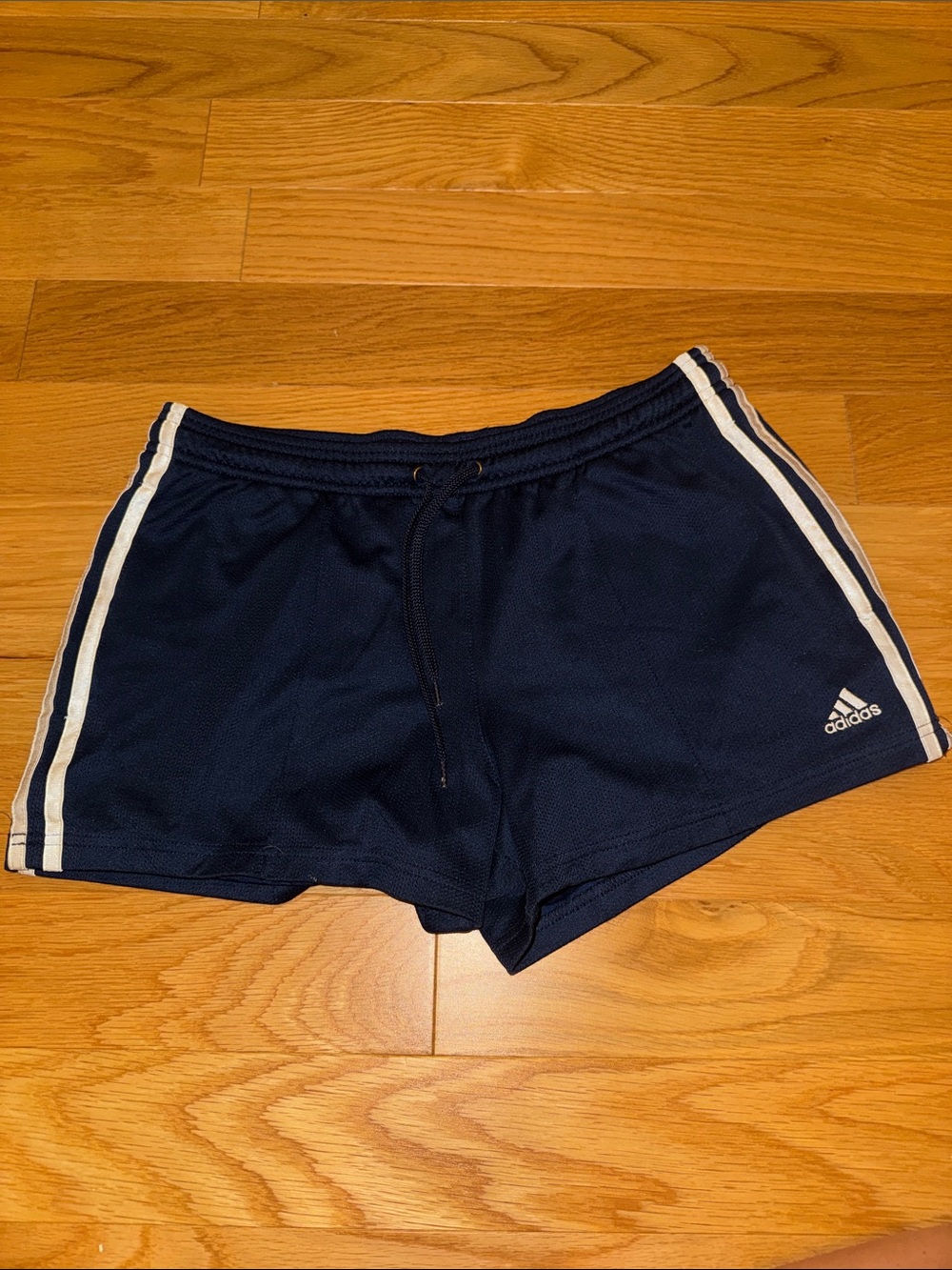 adidas Navy Blue Athletic Shorts with White Stripes